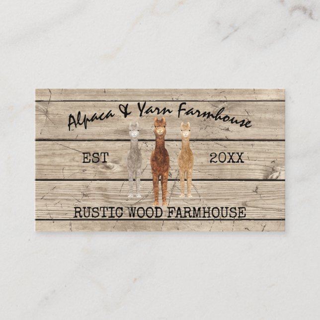 Rustic Alpaca Farm Business Card (Front)