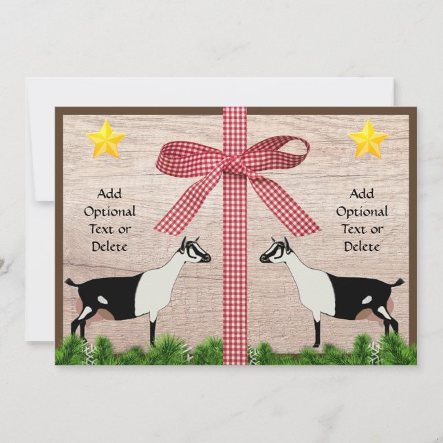 Rustic Alpine Dairy Goat Christmas Greeting Holiday Card (Front)