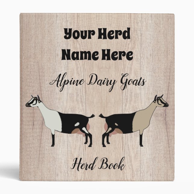 Rustic Alpine Dairy Goat Herd Book Binder (Front)