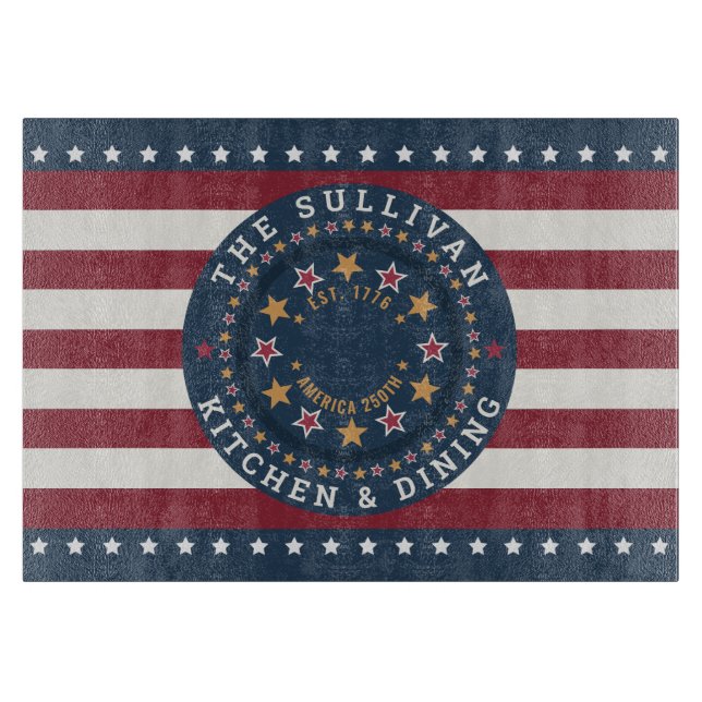 Rustic America 250th Custom Family Kitchen Cutting Board (Front)