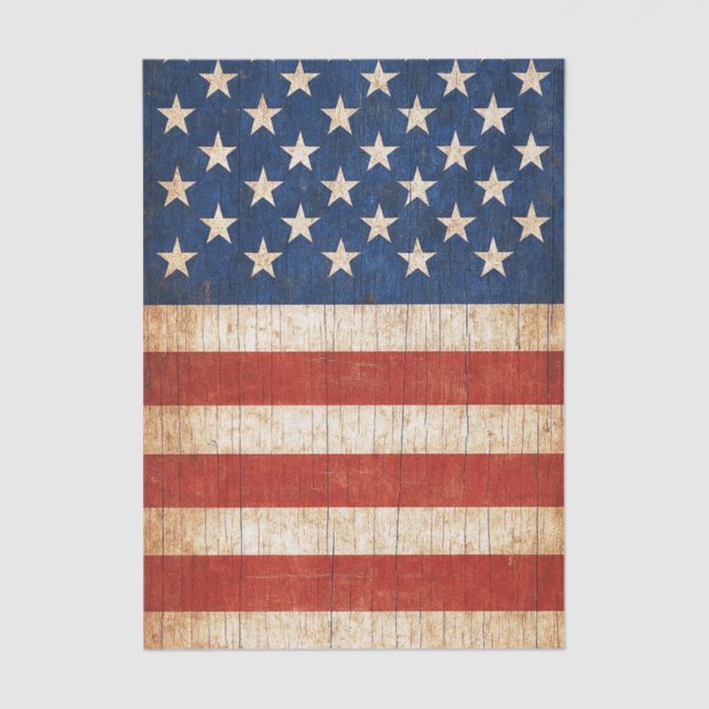 Rustic American Flag Decoupage Tissue Paper (Front)