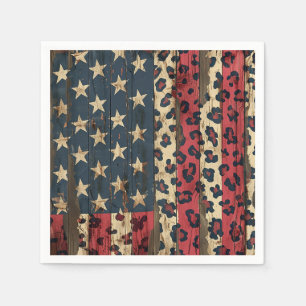 Rustic American Flag Leopard Print (1) Napkin