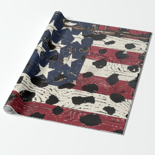 Rustic American Flag Leopard Print (2) Wrapping Paper