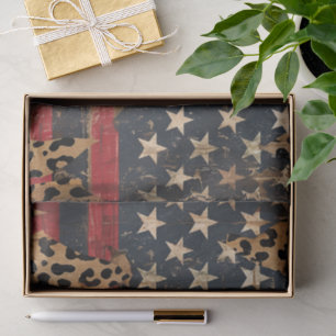 Rustic American Flag Leopard Print (3) Tissue Paper