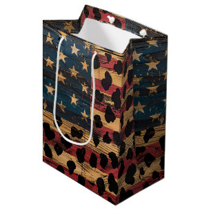 Rustic American Flag Leopard Print (4) Medium Gift Bag