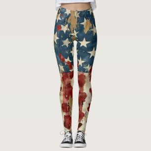 Rustic American Flag Leopard Print (6) Leggings
