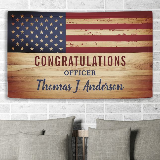 Rustic American Flag Military Police Retirement Banner (Creator Uploaded)