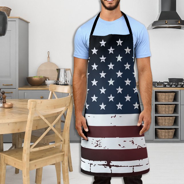 Rustic American Flag Patriotic BBQ Apron (Creator Uploaded)