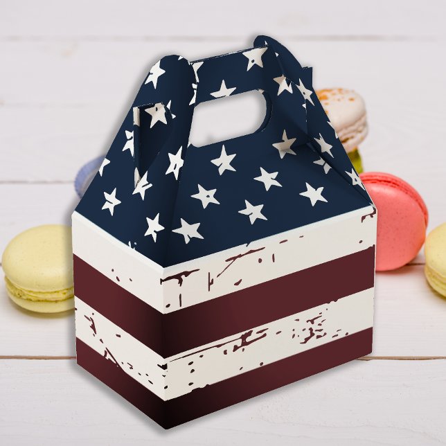 Rustic American Flag Stars And Stripes Favor Box (Creator Uploaded)