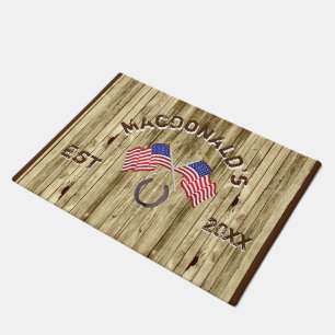 Rustic American flag western cowboy Doormat