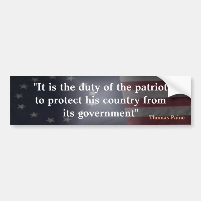 Rustic American Flag With Thomas Paine quote Bumper Sticker (Front)