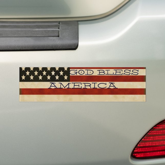 Rustic Americana Vintage American Flag GIFTS Bumper Sticker (On Car)