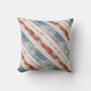 Rustic Americana Wood Plank Throw Pillow