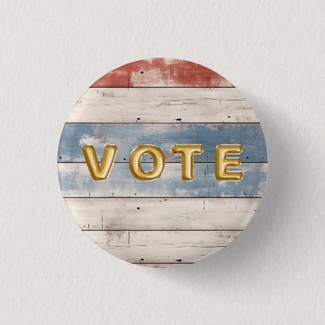 Rustic Americana Wood Plank Vote 1 Inch Round Button (Front)