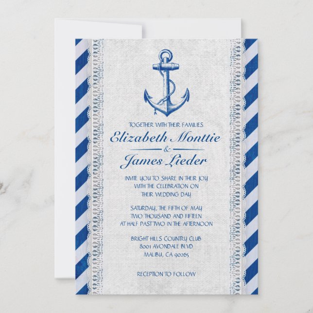 Rustic Anchor Nautical Wedding Invitations (Front)