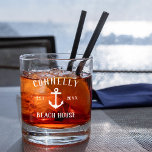 Rustic Anchor Personalized Beach House Whiskey Glass<br><div class="desc">These cool personalized beach house glasses feature your family name in white with your year established and a nautical anchor illustration.</div>