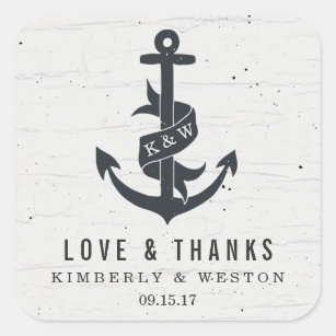 Rustic Anchor Personalized Wedding Favour Stickers