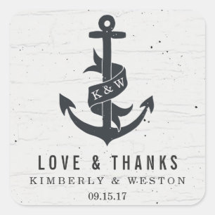Rustic Anchor Personalized Wedding Favour Stickers
