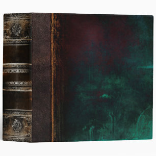 Rustic Ancient Tome Faux Black & Turquoise Binder