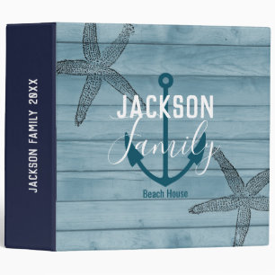 Rustic and Elegant Blue Wood Nautical  Binder