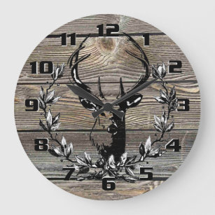 Rustic and Vintage Country Deer Kitchen Large Clock