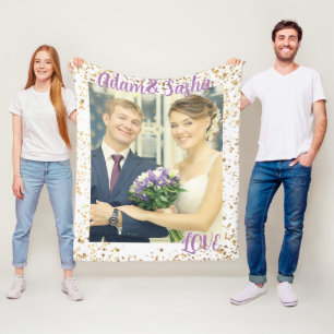 Rustic  and white personalized photography wedding fleece blanket