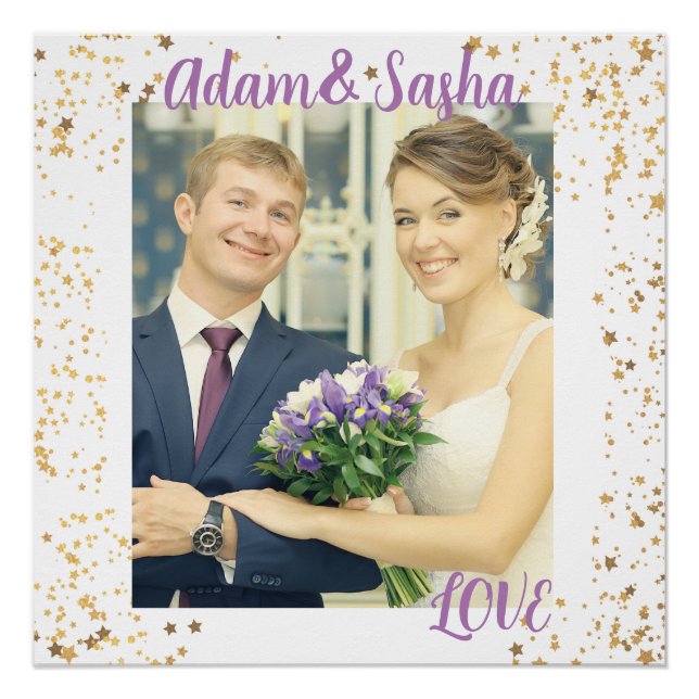 Rustic and white personalized photography wedding poster (Front)