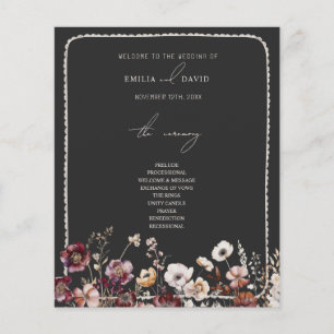 Rustic Anemone Hand Drawn Scalloped Grey Wedding