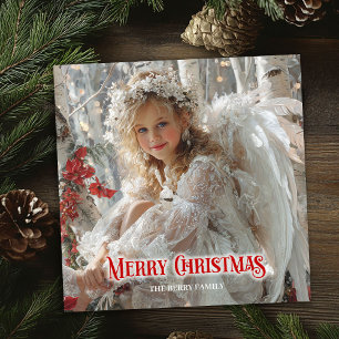 Rustic angel download holiday Christmas greeting Card