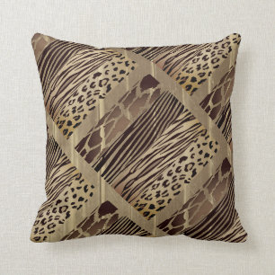 Rustic Animal Brown Printed Zebra Stripe Pillow