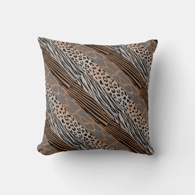 Rustic Animal  Patchwork Zebra Stripe Pillow (Front)