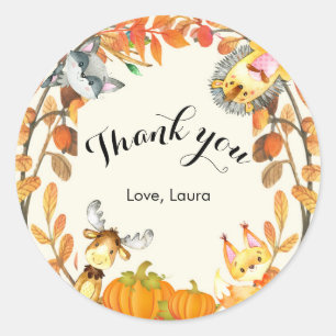 Rustic Animal Thank You Stickers