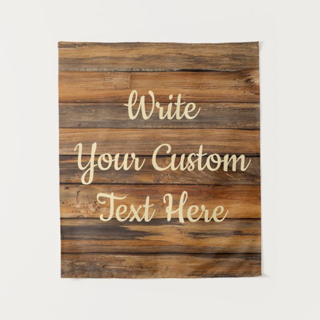 Rustic Anniversary Party Photo Booth Backdrop Wood Tapestry (Front)