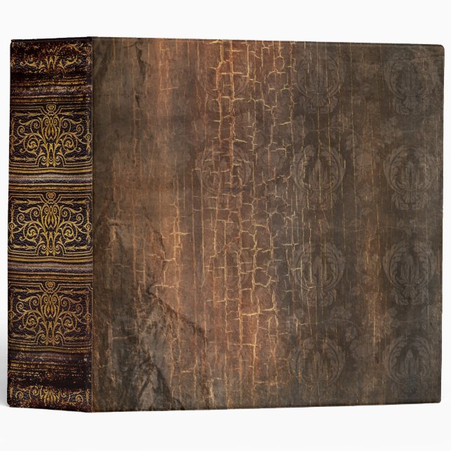 Rustic Antique Ancient Tome Faux Brown Binder (Front/Spine)