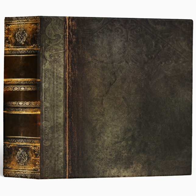 Rustic Antique Ancient Tome Faux Brown Leather Binder (Front/Spine)