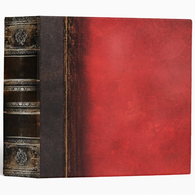 Rustic Antique Ancient Tome Faux Red Leather Binder (Front/Spine)