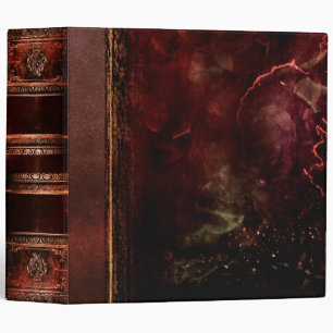 Rustic Antique Ancient Tome Faux Red Leather Binder