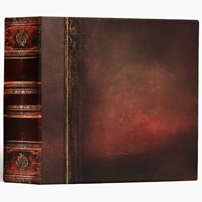 Rustic Antique Ancient Tome Faux Red Leather Binder (Front/Spine)