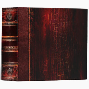 Rustic Antique Ancient Tome Faux Red Leather Binder