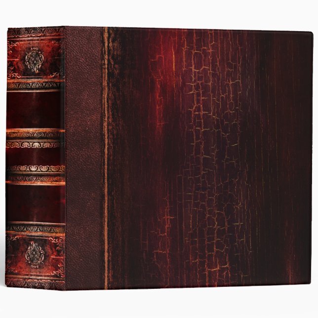 Rustic Antique Ancient Tome Faux Red Leather Binder (Front/Spine)
