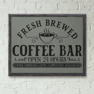 Rustic Antique Black and Gray Coffee Bar Photo Print