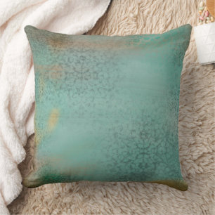 Rustic Antique Farmhouse Style Teal Faux Lace Throw Pillow