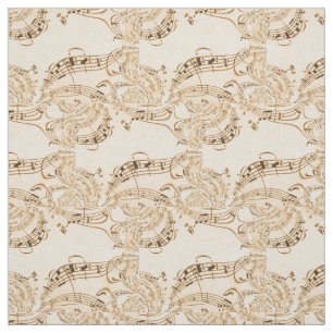 Rustic Antique Musical Notes Fabric