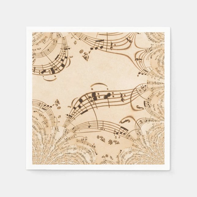 Rustic Antique Musical Notes Napkin (Front)