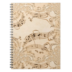 Rustic Antique Musical Notes Notebook