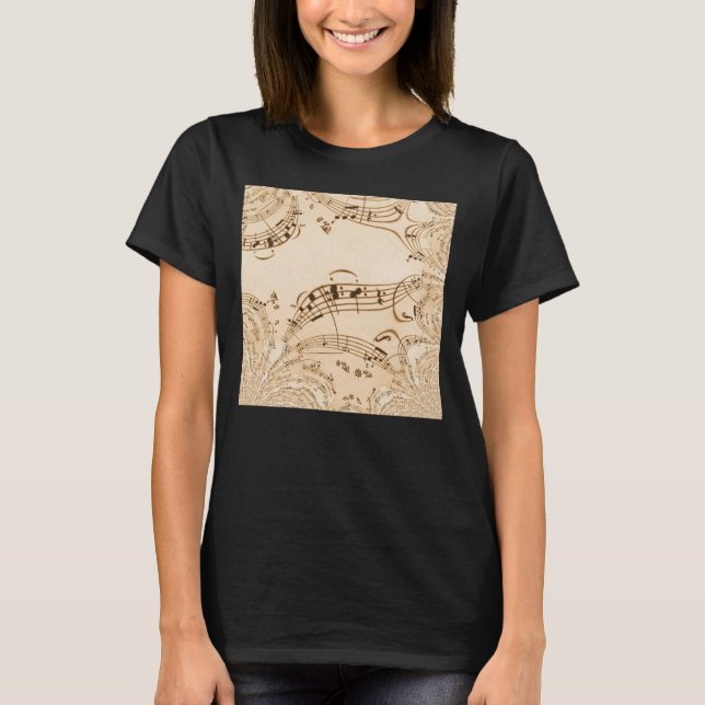 Rustic Antique Musical Notes T-Shirt (Front)
