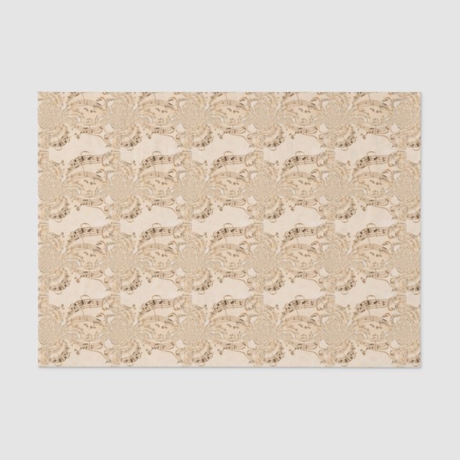 Rustic Antique Musical Notes Tissue Paper (Front)