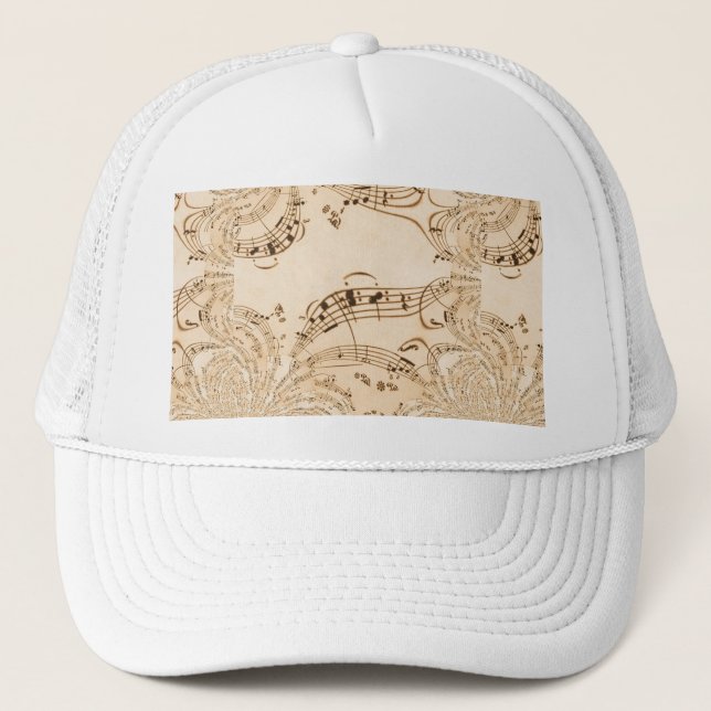 Rustic Antique Musical Notes Trucker Hat (Front)