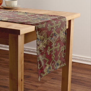 Rustic Antique Oriental Persian Red Pattern  Long Table Runner