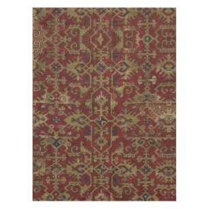 Rustic Antique Oriental Persian Red Pattern Tablecloth